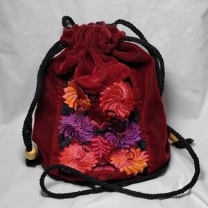 Vtg Velvet Embroidered Guatemalan Crossbody Bag